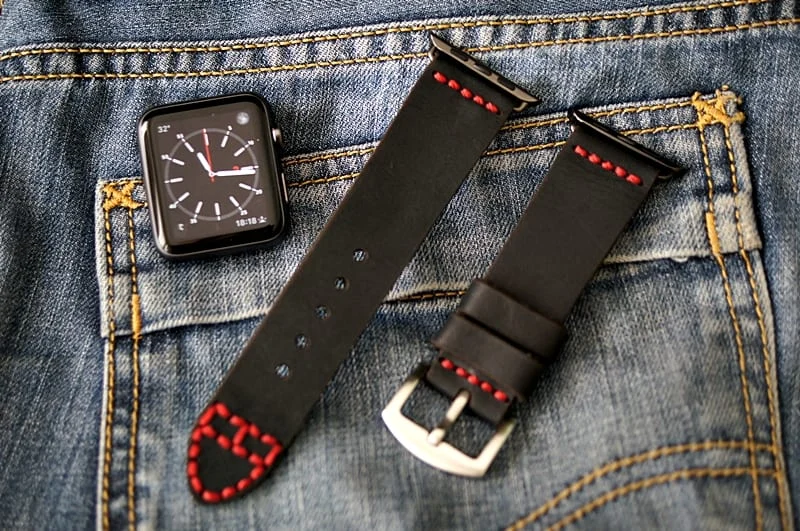 AWBF53-D123 handgefertigt Vintage Leder Uhrenarmband incl. Lugs Adapter für Apple Watch (oder Apple Watch Sport) 42mm oder 38mm – Bild 5
